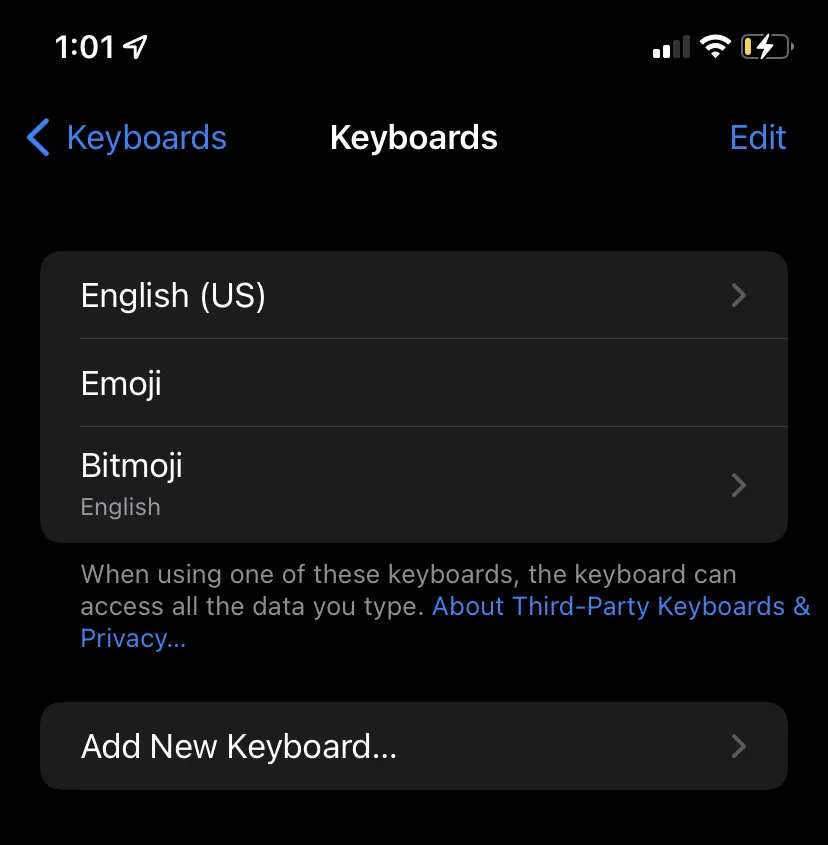 iOS keyboard inputs