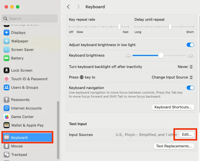 MacOS Input Sources